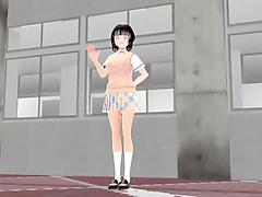 Toyota Nono Anime girl introduce herself with japanese uniform.upskirt