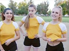 Relay race training ends with foursome blowjob