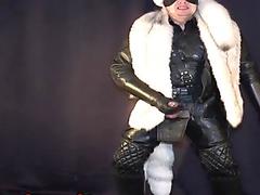 BlackLeatherHands WHIT BIG DILDO AND COCK IN WHITE FUR