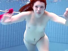 Nude teen Lenka swimming sexy in the pool